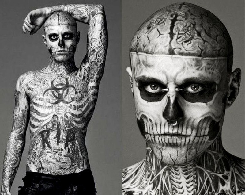 Rick Genest o tambien conocido como "Zombie boy" no te dejará indiferente.