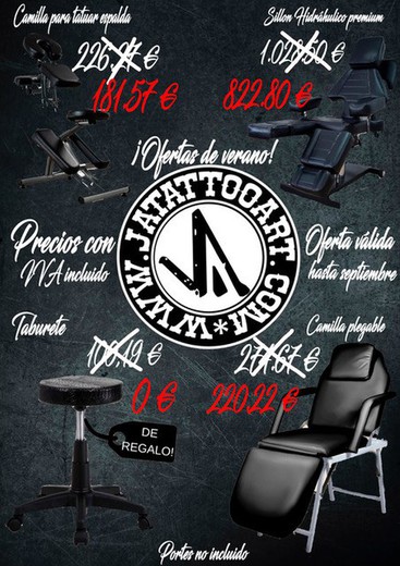 Ofertas en verano en nuestro mobiliario para tatuar ¡no te lo pierdas!