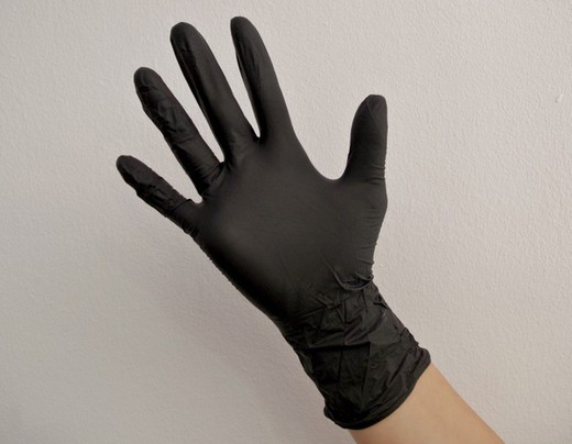 Guantes de nitrilo sin polvo negros desechables