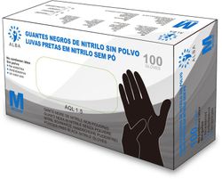 Luvas de nitrilo preto sem pó 100u